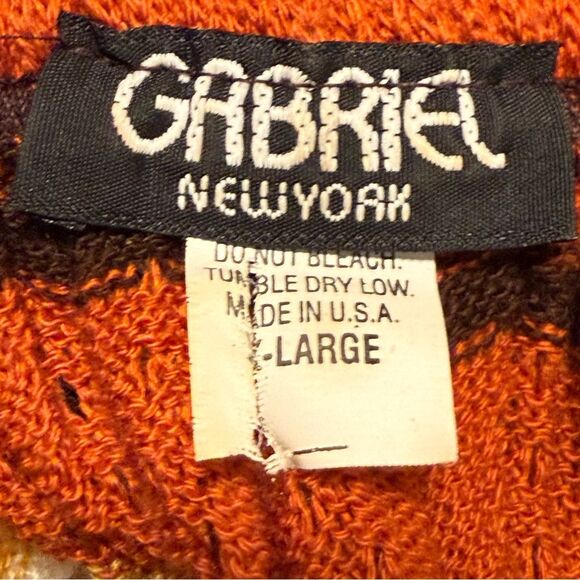 Gabriel New York Poncho Style Knit Sweater Orange Brown Size XL - Picture 4 of 4